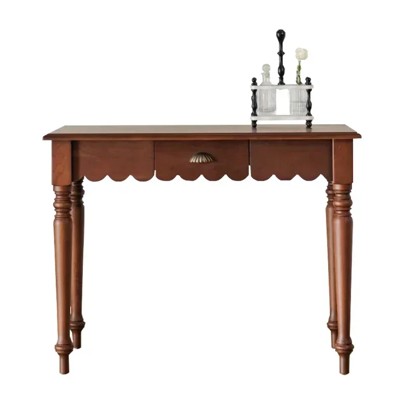 

French solid wood small desk one-shaped study computer desk student writing desk