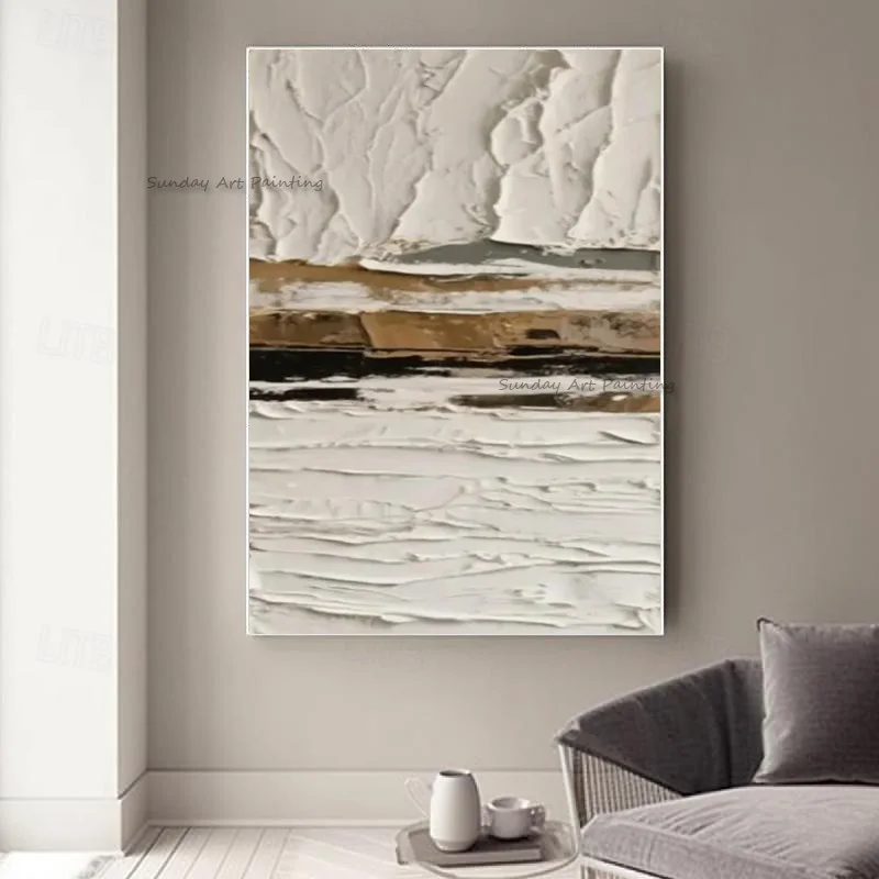 

Набор из трех белых текстуров, толстая картина маслом, новая оригинальная картина, коричневый, белый, простой абстрактный настенный художественный декор для гостиной