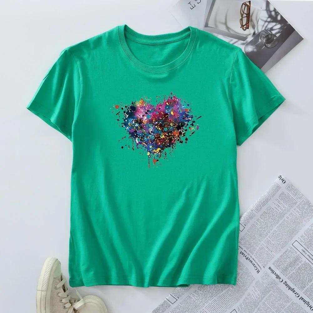 100% Cotton Summer Women Tees Plus Size Woman Tops 2024 Fashion Graphic T Shirts Female Tshirt Women's Short Sleeve T-shirt