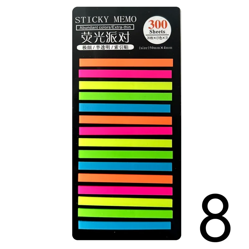 300 colored transparent stickers with self-adhesive annotations, reading bookmarks, labels, notebooks, beautiful stationery