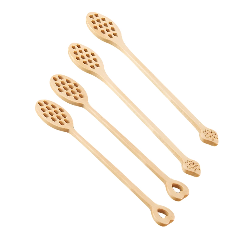 

4 Pcs Wooden Coffee Stirring Spoons Mixing Tools Practical Gifts Safe Use Well Polished Smooth Surface Stir Distribute