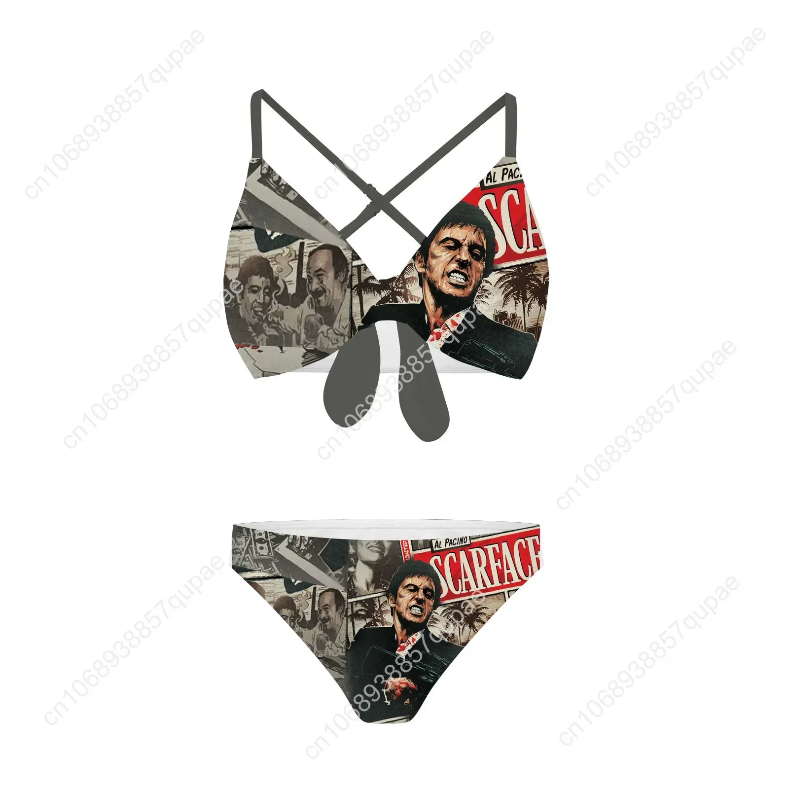 Scarface Hot Movie Tony Montana  Bathing Suits Cross Strap Suspenders Swimsuits Women Bikini Pool Party Beach Swimwear Beachwear