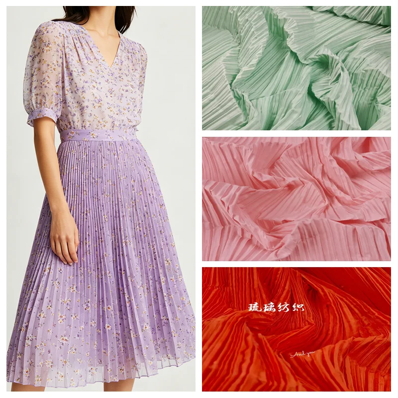 

Градиентная плиссированная ткань на метры, 100% полиэстер, для декора свадебных фоновых стен, жесткая ткань для рукоделия, бело-голубая