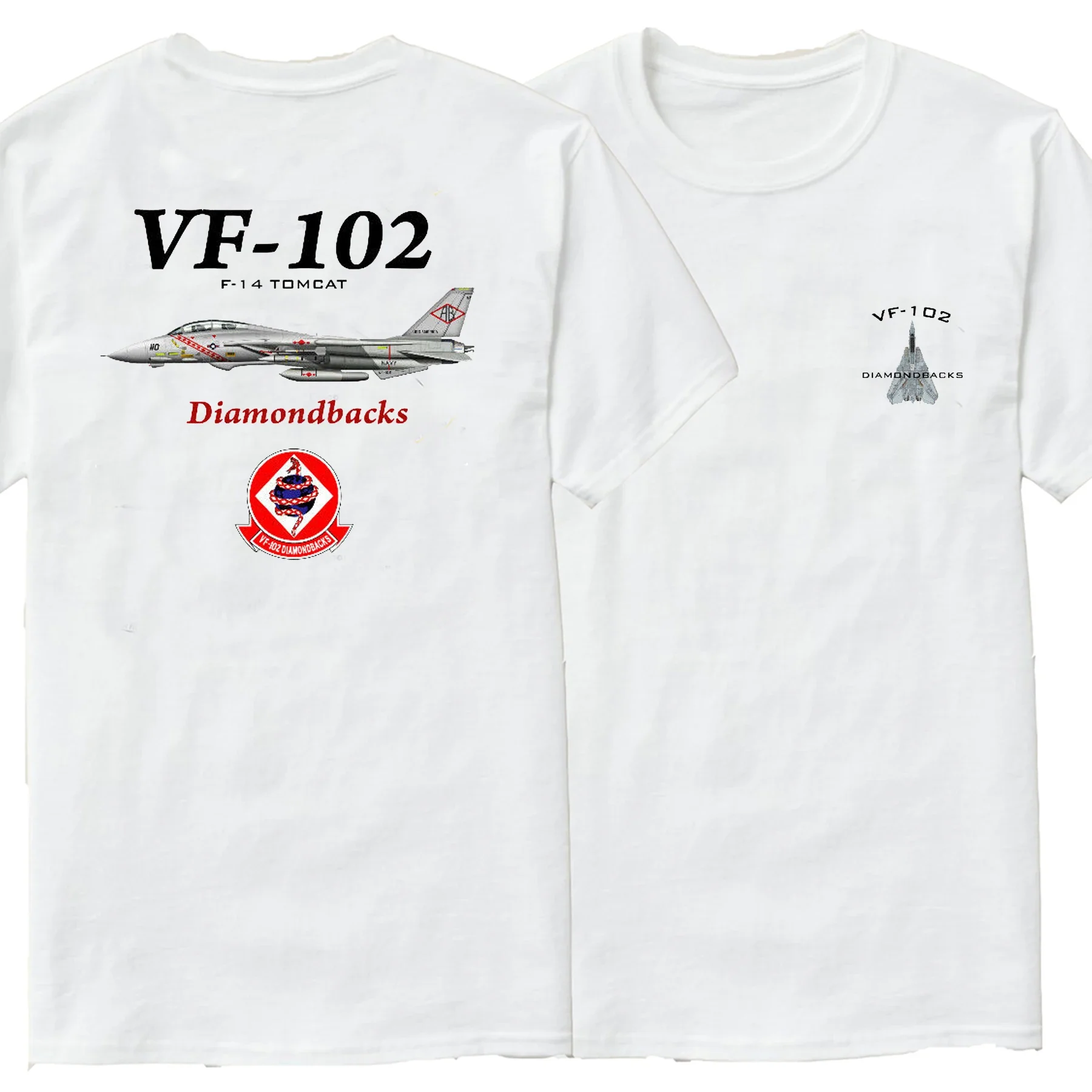 Naval F-14 Tomcat VF-102 Diamondbacks Squadron T-Shirt Short Sleeve Casual 100% Cotton O-Neck Summer Mens T-shirt Size S-3XL