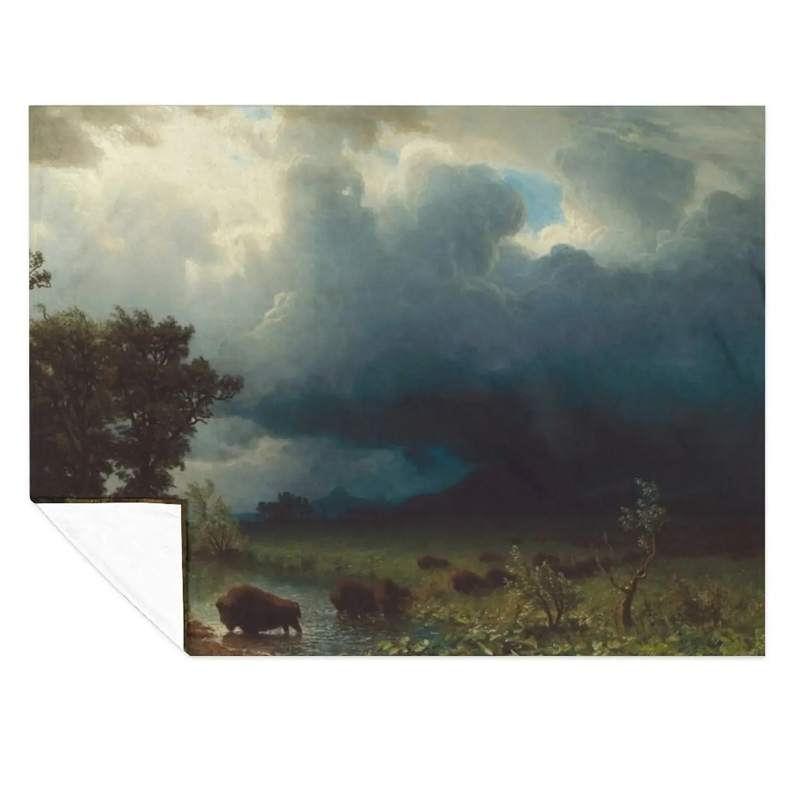 

Buffalo Trial, The Impending Storm Albert Bierstadt 1869 Nature Art Throw Blanket Sofa Throw Plaid Picnic manga Blankets