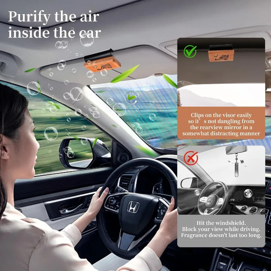 차량용 우드 에어 프레셔너 효과적인 차량 냄새 제거기 바이저 클립 디자인 차량용 향기 디퓨저 트럭 캐빈에 이상적