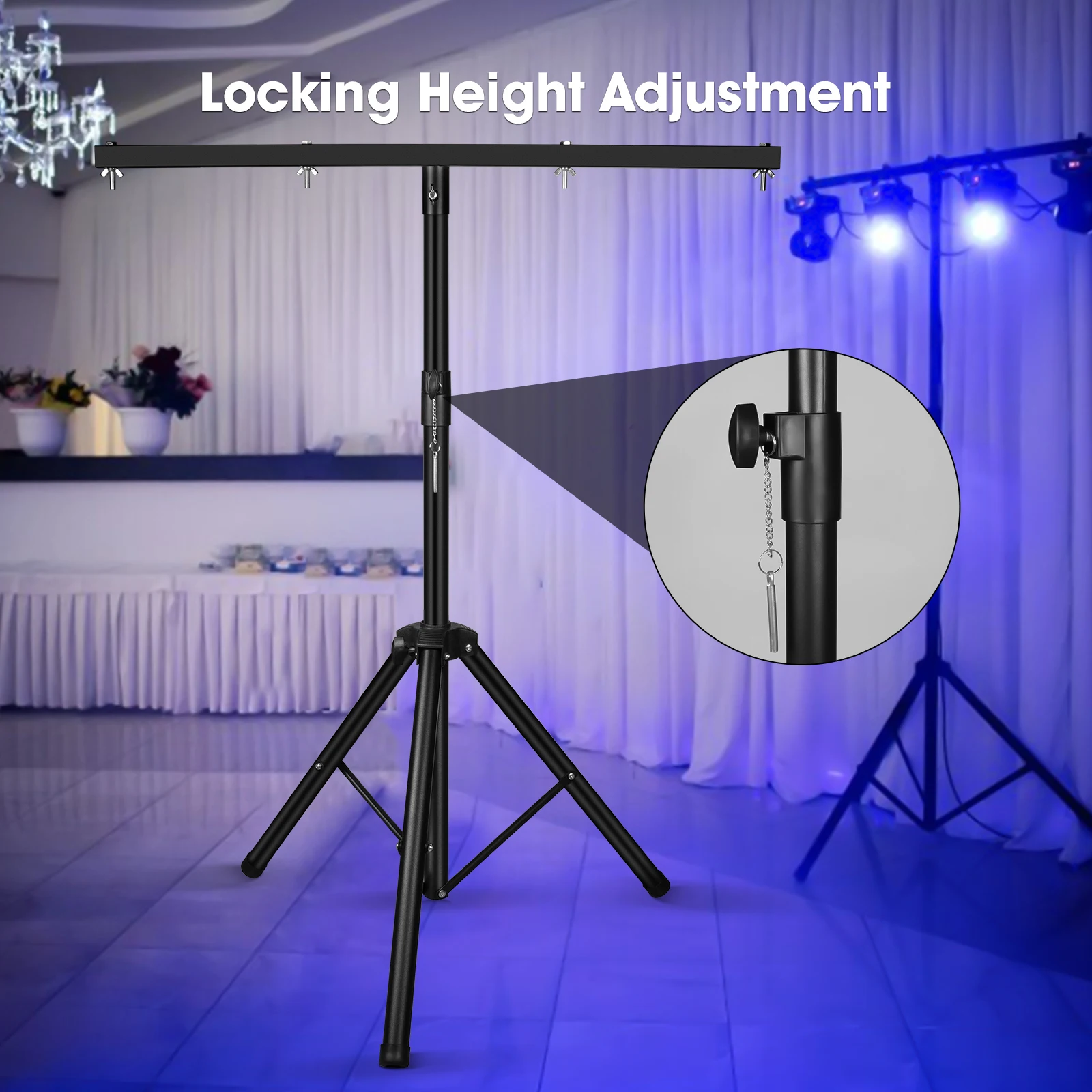 Datewink Adjustable T-shaped Tripod Stand For Stage Light Bracket LED Par Cans Wash Dj Light Stand or Universal Lighting Fixture