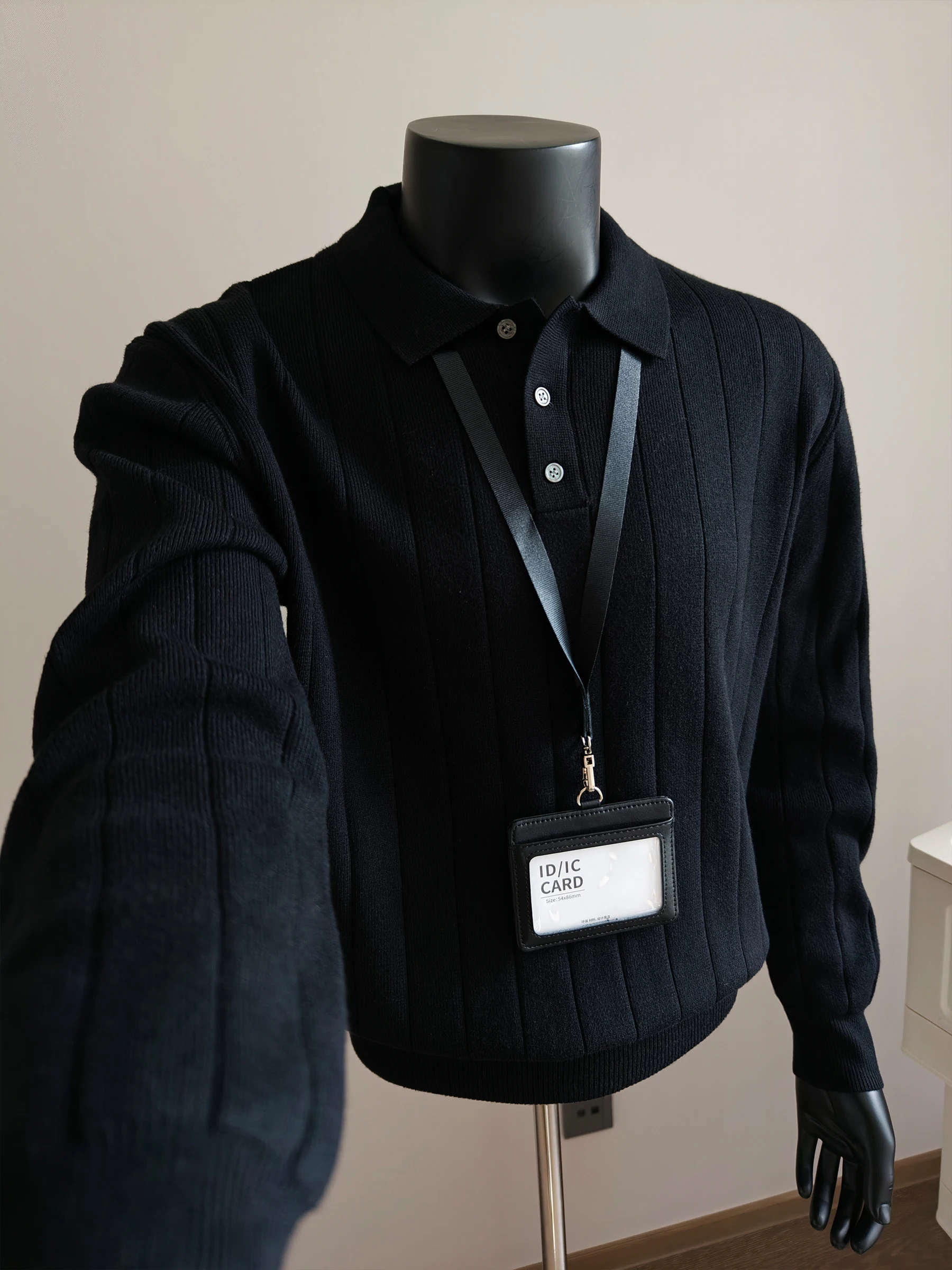 

Men's Knitted Henry Collar Sweater Pure Color Base Layer Turn-down Collar Autumn Winter Casual Sle Soft Knitwear New Model