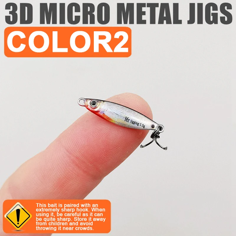 1,5/3/5g Mikro-Metall-Jigköder, Eisenplattenköder, 3D Mini VIB Köder, Gießlöffel, Paillettenköder für Angelzubehör – Detail 10