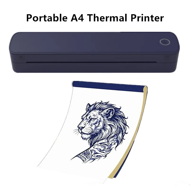 Portable Inkless A4 Thermal Printer Wireless Bluetooth Tattoo Stencil Printer Compatible with iOS Android Laptop for Office Home