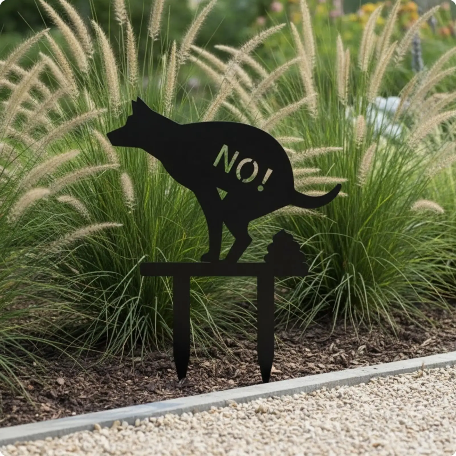 Industrial Metal Sign Dog Poop Stop Reminder with Ground Stakes for Garden Lawn Patio Outdoor Decor