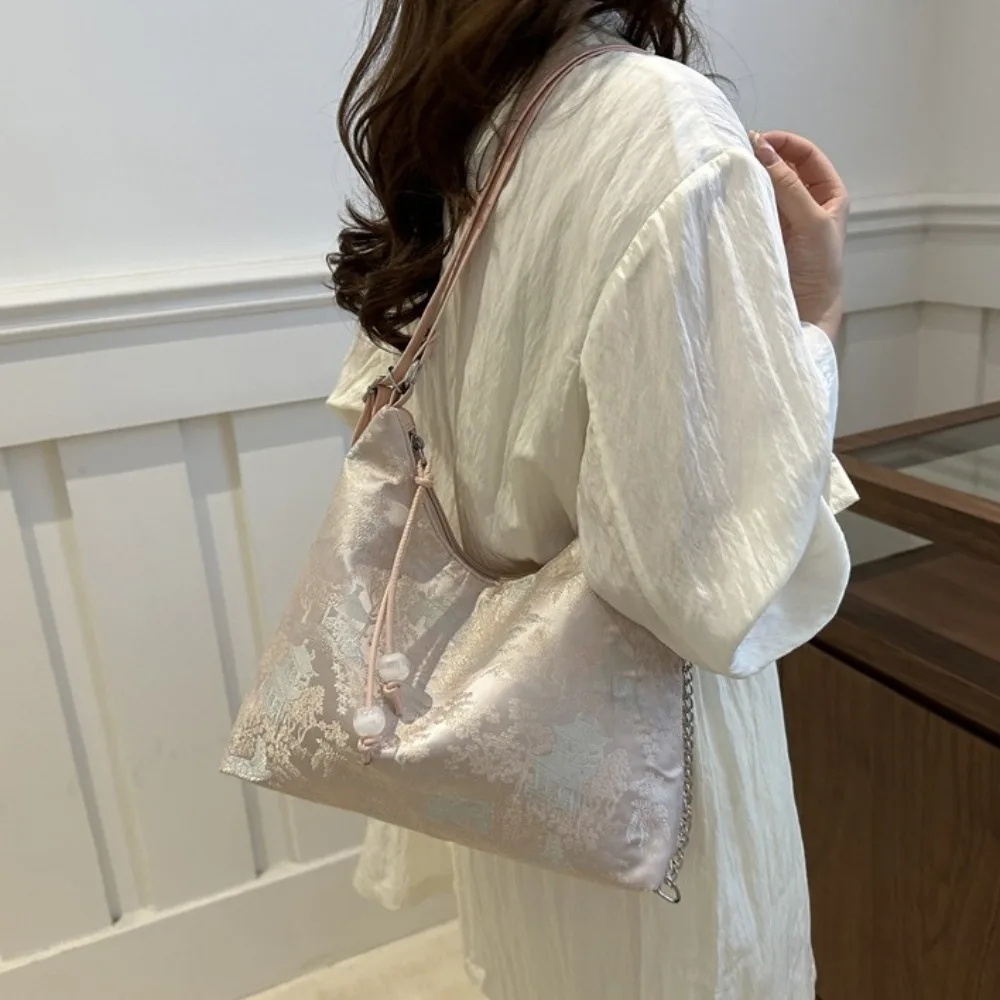 

Elegant Chinese Style Backpack Large Capacity Multipurpose Women's Shoulder Bag Embroidery Exquisite Ancient Underarm Bag