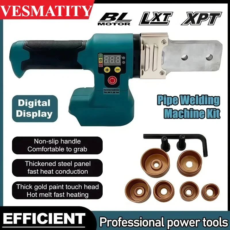 Electric Pipe Welding Machine Cordless Fuser PPR PE Soldering Iron Plastic Tube PP Heating Hot Melt For 18V-20V Battery