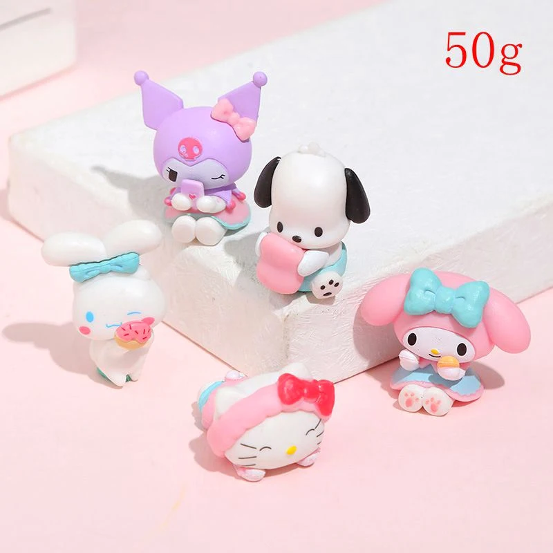 5 Stuks Sanrio Anime Figuren Kuromi Pochacco Cinnamoroll Melodie Pop Desktop Model Auto Ornamenten Home Decor Kid Toy Cake Insert