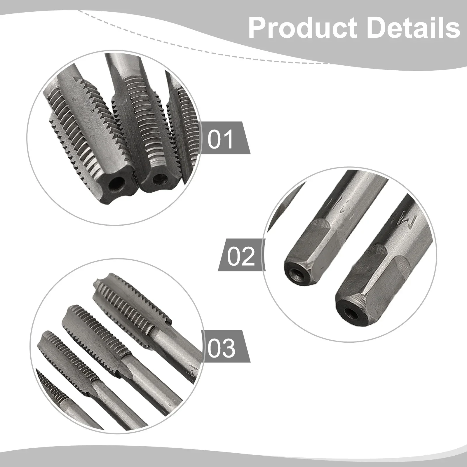 Spiral Pointed Tap Tap Drill Bits Screw Thread Tap Straight Fluted High Accuracy Right Hand 7PCS HSS Hand Tools