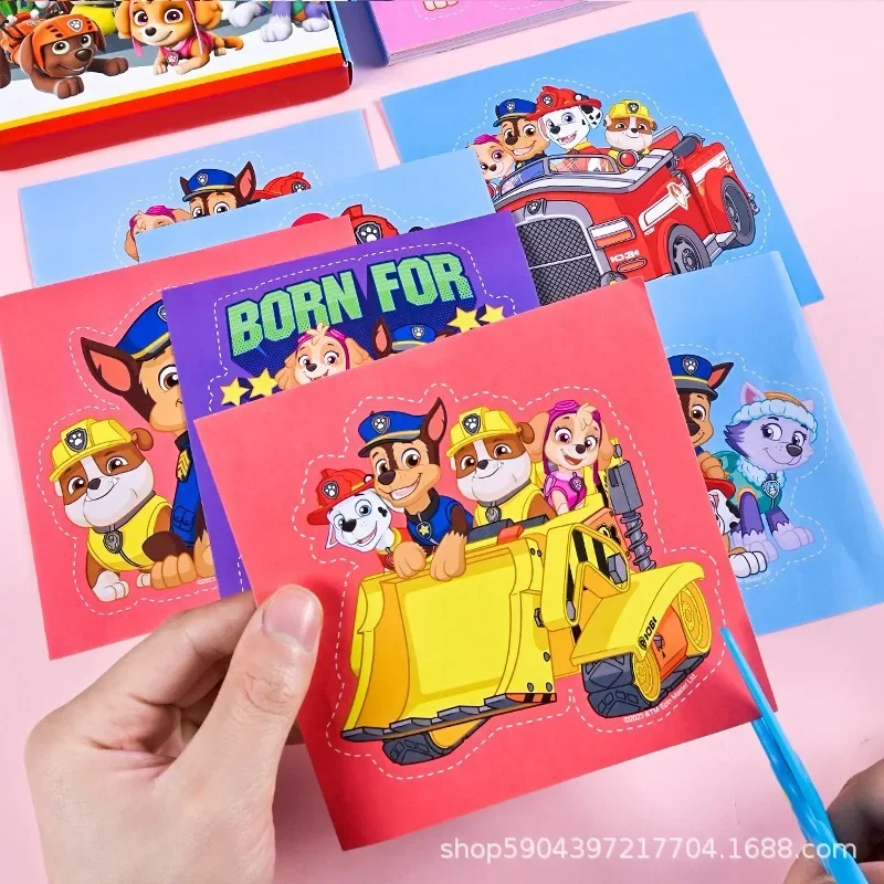 Paw Patrol Paper Cut-out Cute Cartoon Chase Skye Fun Special Paper Children Handmade Baby Puzzle Harmless Toys Birthday Gift Hot