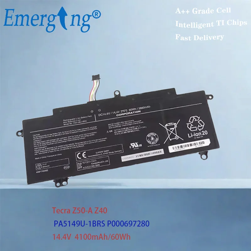 

Emerging Battery PA5149U-1BRS For Toshiba Tecra Z40T-A1410 Z50-A-11H 4INP7/60/80 PA5149U 14.4V 60Wh