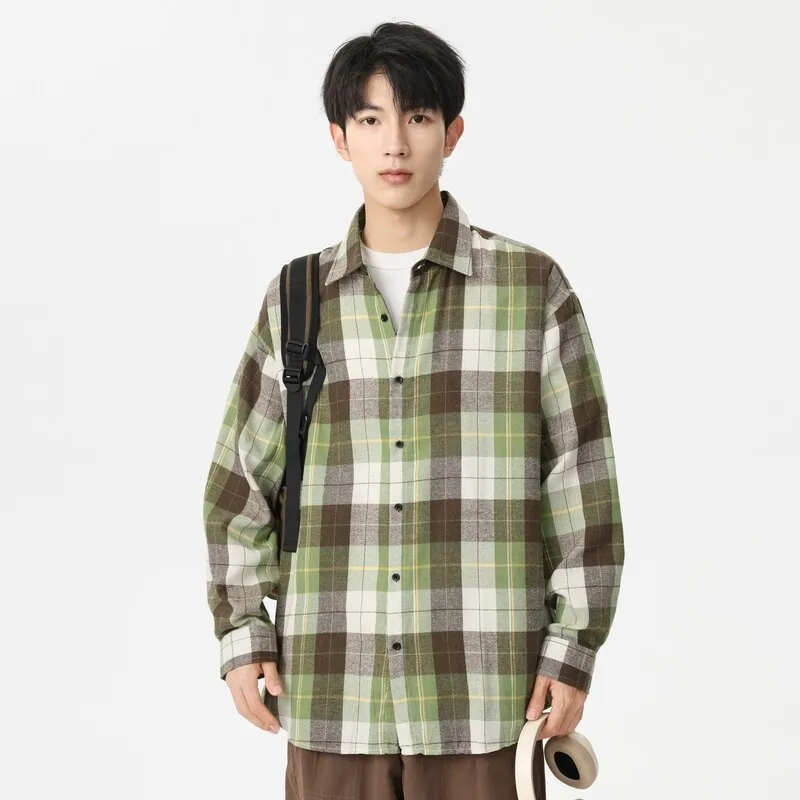 

Американский ретро-пальто в клетку, свободный повседневный стиль, винтажное пальто в стиле хип-хоп для мужчин и женщин