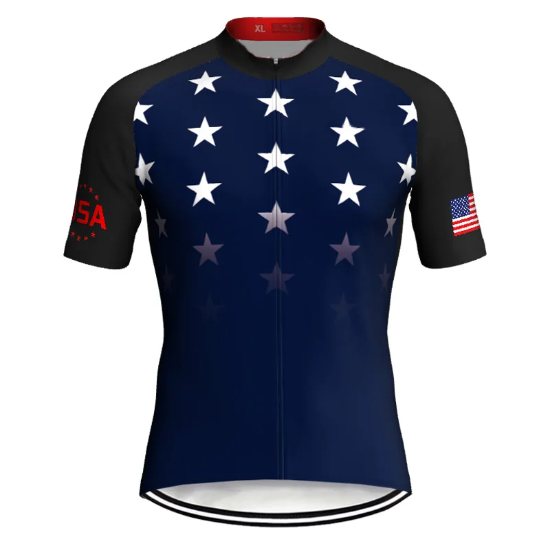 Short Sleeve Bicycle Sweater for Men, American, Road Cycling Bike Jacket, MTB Wear Trip Shirt, Fabric Jersey, Downhill Top, USA