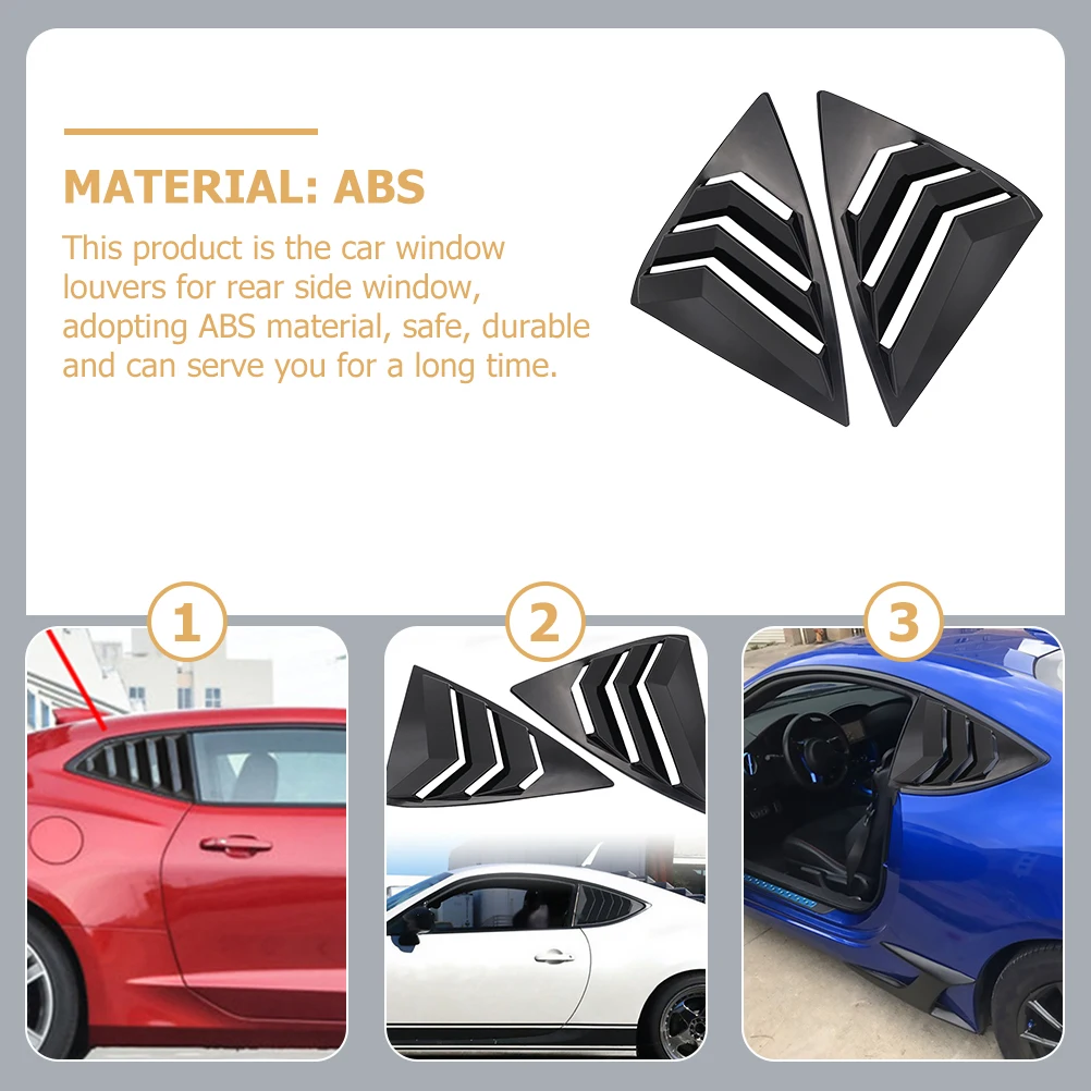 

Rear Side Window Louvers ABS Lightweight Durable Privacy Protection Car Exterior Upgrade Easy Install Double Sided Tape