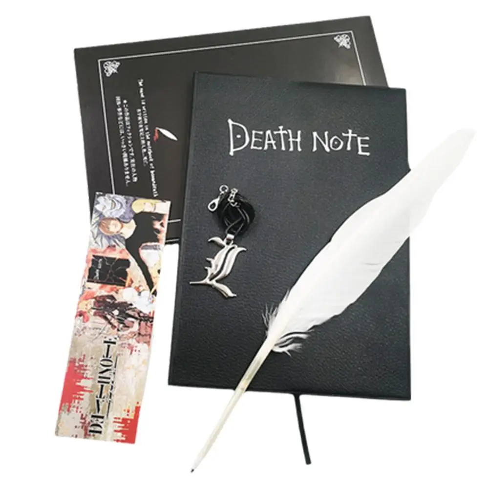 Death Notebook Set Leather Journal and Necklace Feather Pen Death Cosplay Props Journal Note Pad Note Notepad for Gift