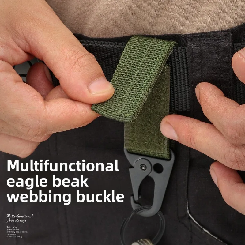 

Outdoor Tactical Carabiner Key Holder Accessories Multi-Functional Belt Clip Nylon Webbing Carabiner Hook-and-Loop Carabiner