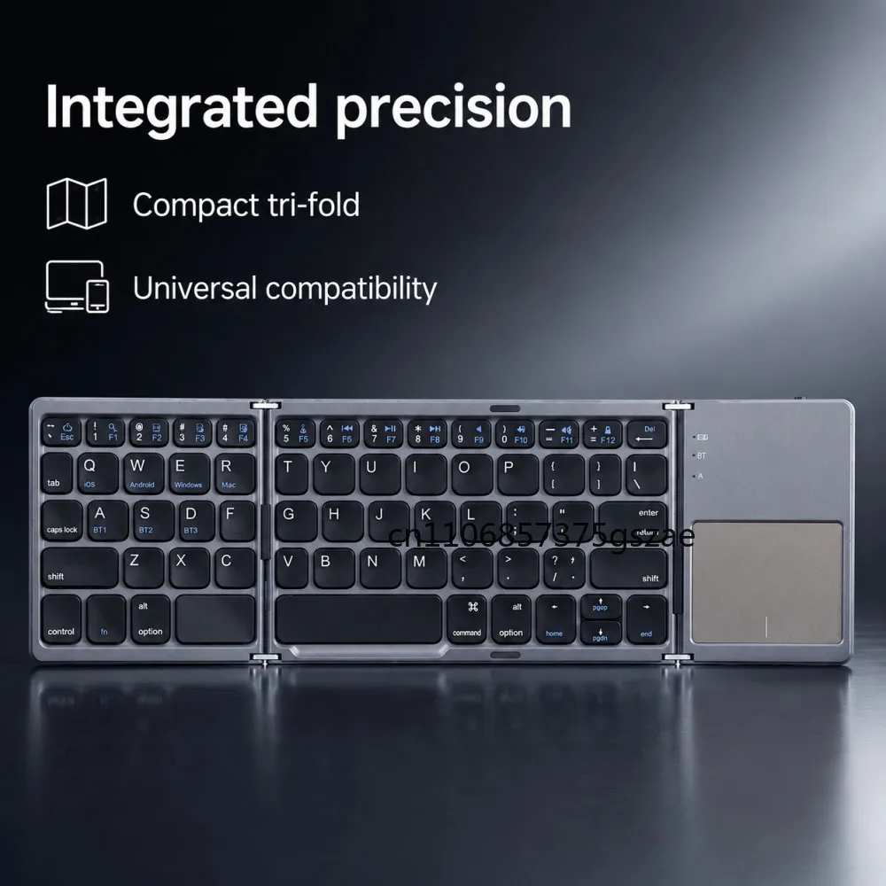 Tri-fold Bluetooth Keyboard with Touchpad Portable Mini Keyboard Rechargeable Keyboard Wireless Keyboard For Windows Android iOS