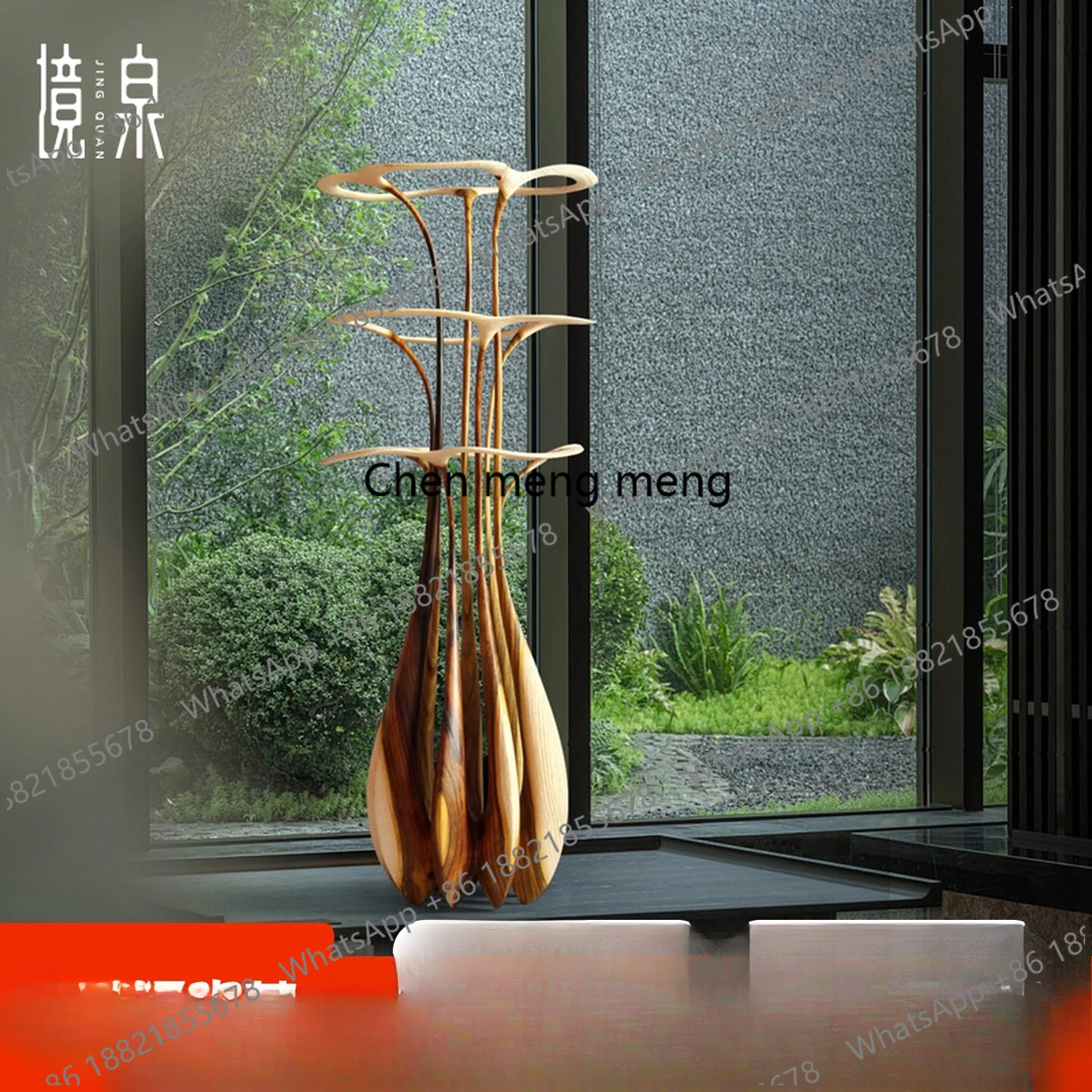 Hotel clubhouse exhibition hall model room abstract wood carving floor ornament entrance decoration soft decoration sculpture