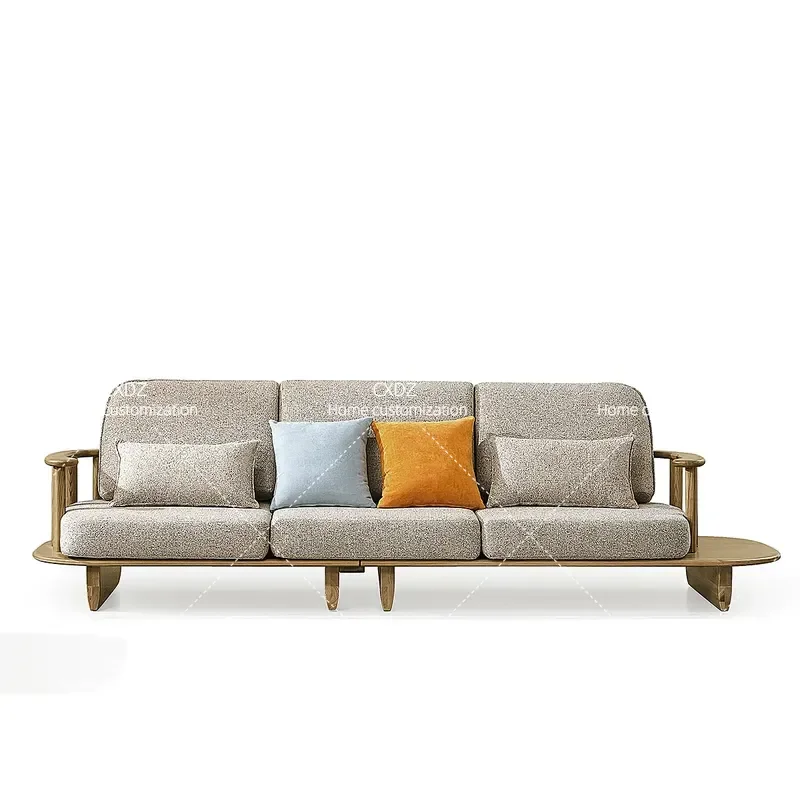 Nordic Solid Wood Sofa Japanese Style Small Apartment 3 Seater Living Room Furniture Winter Summer Ash Wood Couch