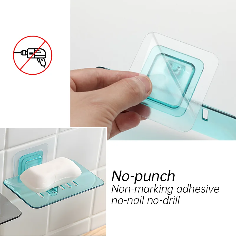 Soap Box Creative Draining Soap Holder No Drilling Soap Box Suction Cup Wall-mounted Soap Holder Soap Tray Bathroom Accessories