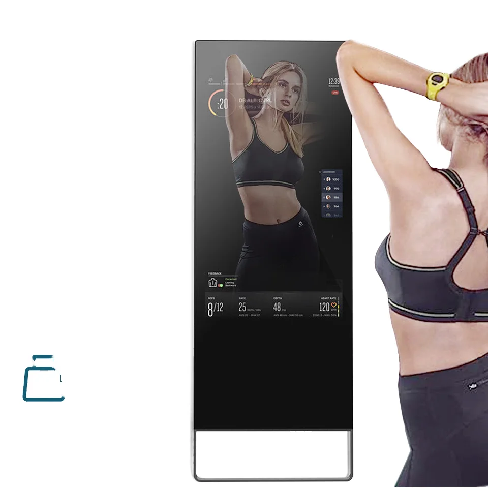 43-Inch Smart Android Wi-Fi Interactive Gym Workout Mirror Digital Poster Indoor SDK OEM Magic Intelligent Touch Screen LCD