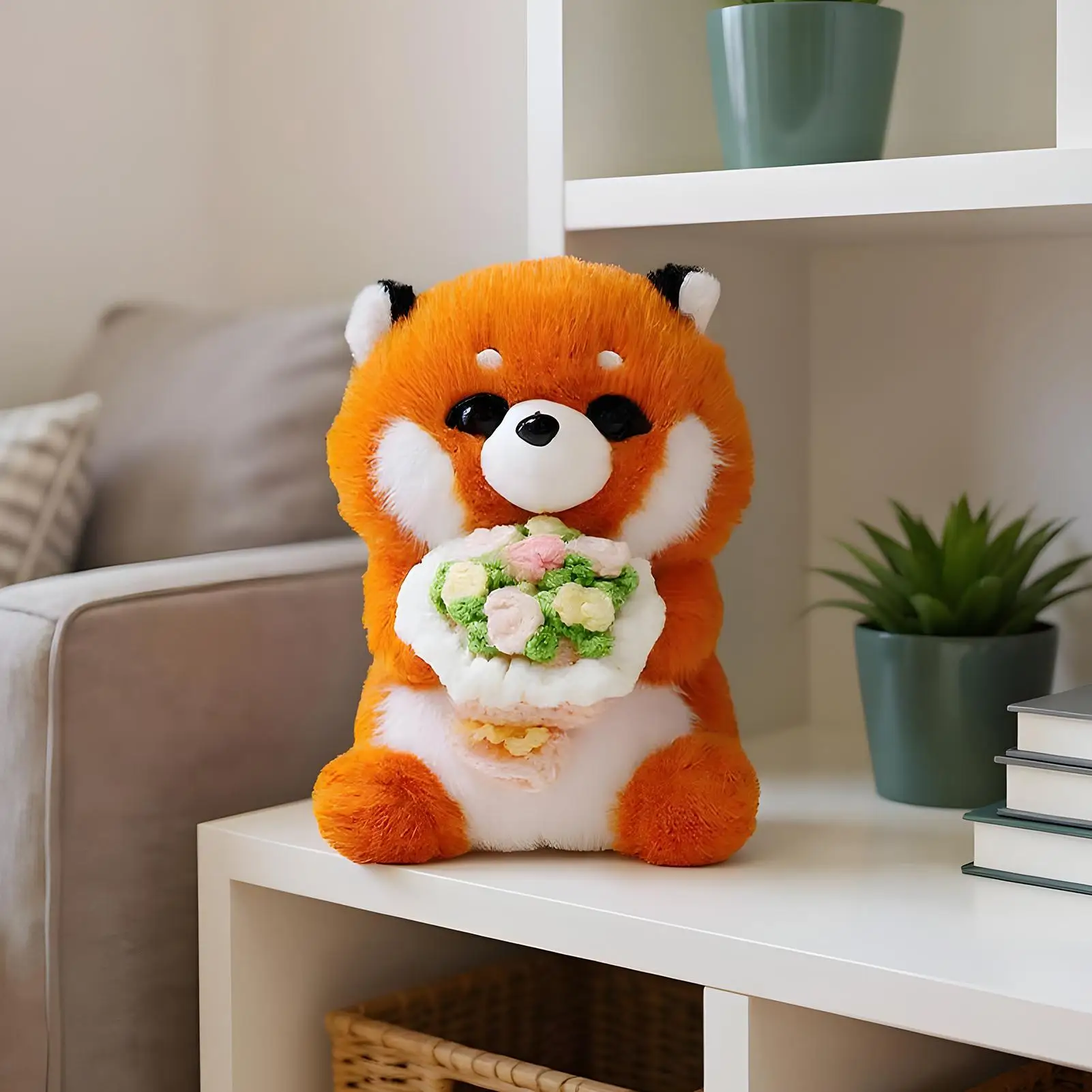 

Cute Bouquet Stuffed Animal Plush Toy with Flowers Gift for Girlfriend Valentine's Day Anniversary Birthday Romantic Present