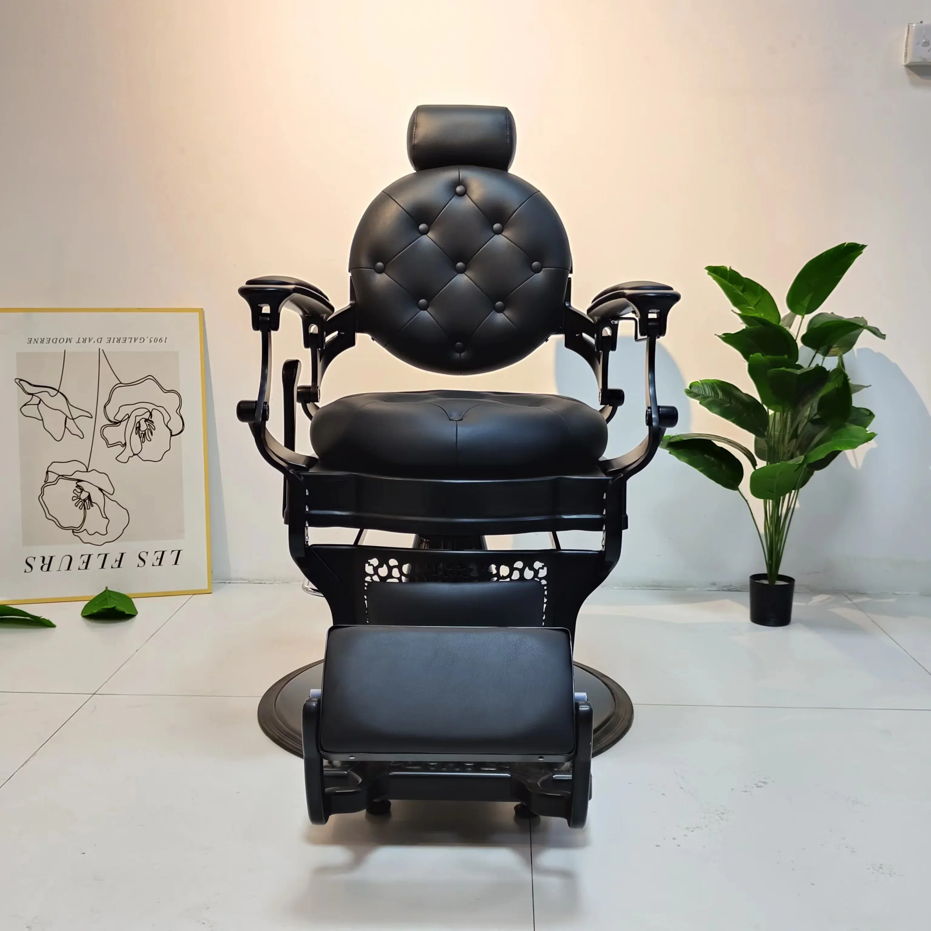 Wholesale Prsofesional Men All Black Barber Chair Frame Takara Belmont Salon Hairdressing Barber Chairs - Image 2