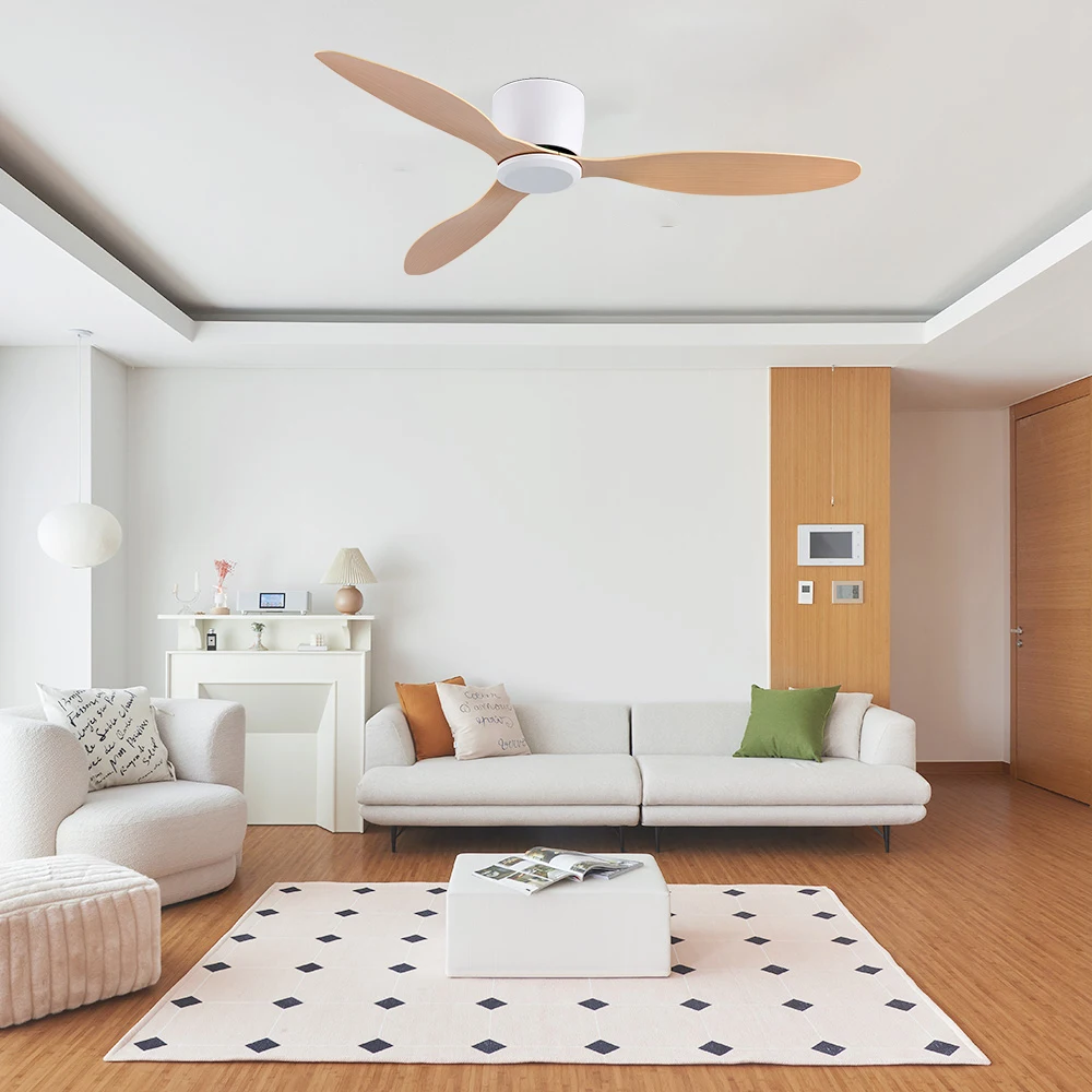 Ceiling Fans No Light White wood Black 42 52 Inch Electric fan DC Motor Remote Control Cooling Fans Low Floor Smart Ceiling Fan