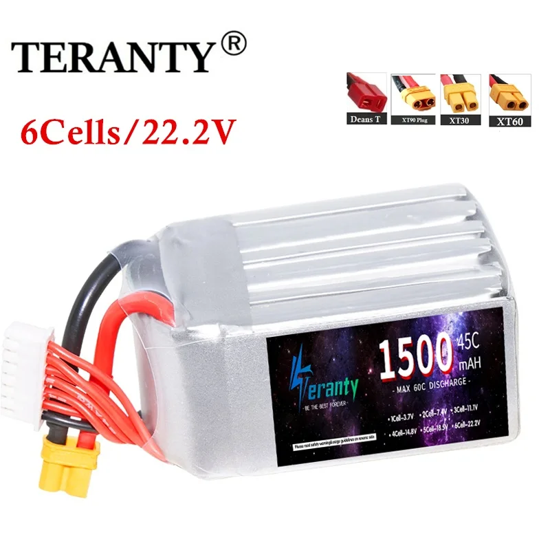 TERANTY 1500MAH 6S بطارية 45C 22.2V يبو بطارية ل RC سيارة الطائرة بدون طيار كوادكوبتر قارب T XT60 التوصيل
