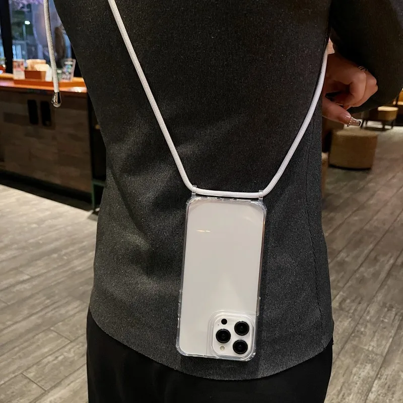 Transparente Schutzhülle mit Trageband für iPhone 17 18 16 15 13 12 11 14 Pro Max Mini X XS Max Plus Air, Umhängekordel, Kunststoff-Acryl-Abdeckung – Detail 6
