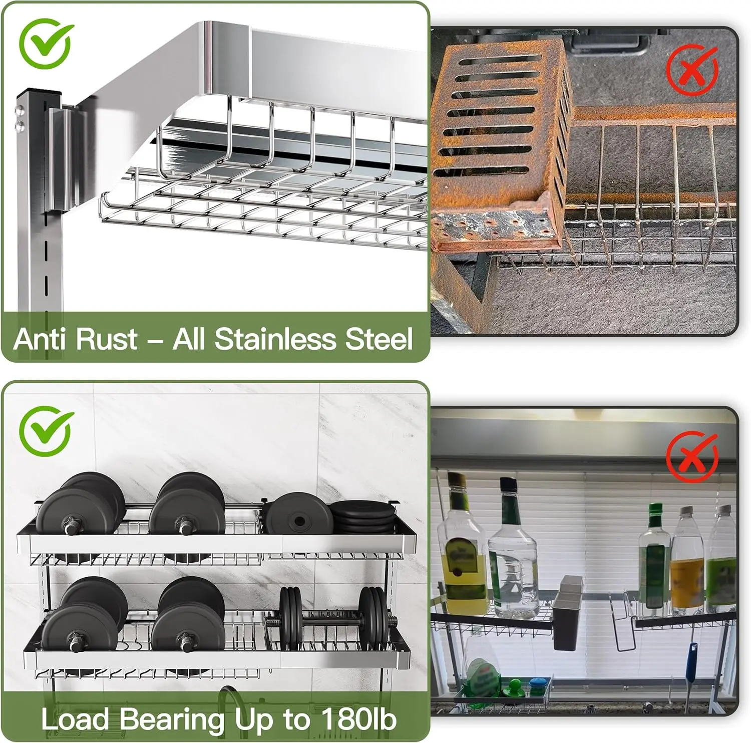

3 Tier Extra Large Stainless Steel Expandable Over The Sink Dish Drainer Drying Rack, Rust Proof Metal, Space Saving