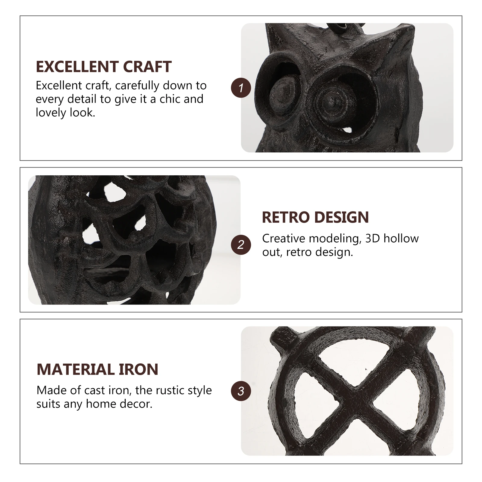 

Iron Art Candlestick Owl Design Hollow-Out Decorative Candleholder For Home Office Bar Desktop Vintage Retro Metal Stand