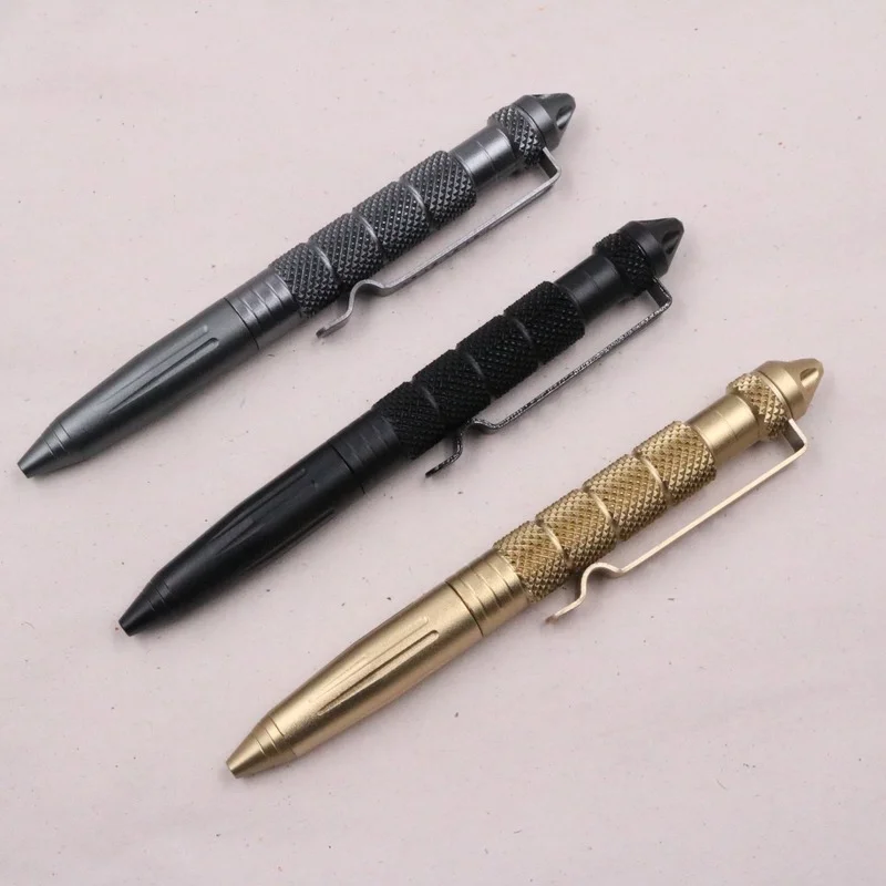 1pc Defence Tactical Pen Anti Skid Portable Self Defense Pen Aluminum Pen Steel Glass Breaker Survival Kit Pens