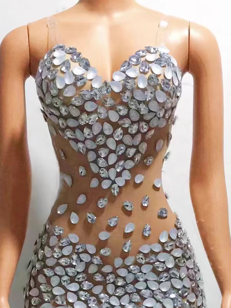 Hoge kwaliteit hete kraal sexy jarretel doorzichtige mesh jurk 2025, nieuwe mode aangepaste dameskleding