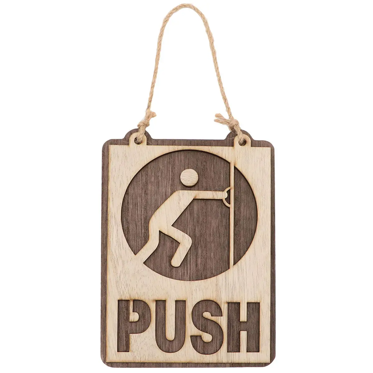 Wooden Door Sign Push Pull Hanging Indicator Premium Square Wood Plaque for Cafe Restaurant Hotel Home