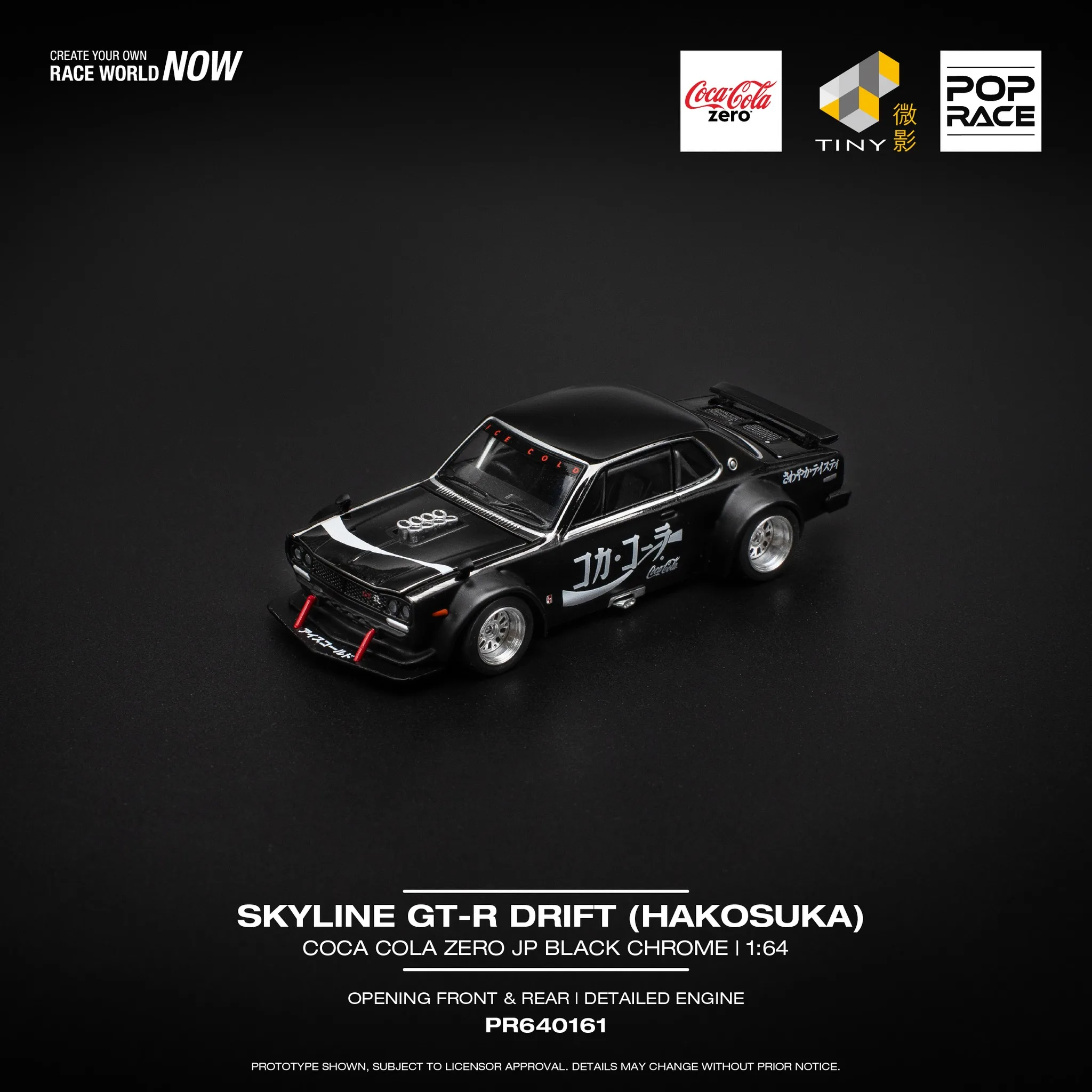 

В наличии: Коллекционная модель автомобиля POP RACE 1/64 PR640161 SKYLINE GT-R V8 COCA COLA ZERO, литая из сплава, подарок для коллекционеров