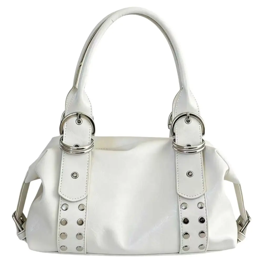 

Vintage Style PU Leather Women Shoulder Bag Y2K High Quality Fashion Rivet Handbag Large Capacity Tote Bag Daily Use