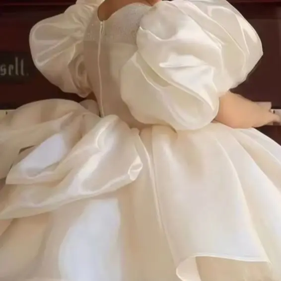 

Short Formal Dress White Girls' Evening Gown Classic Flower Girl Dress Fluffy Skirt Girls' Prom Dress