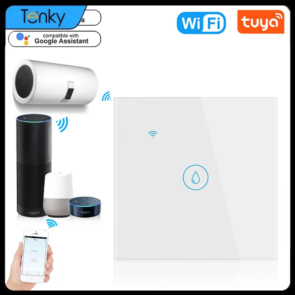 Tuya Wifi Water Heater Switches Boiler Smart Switch EU/UK Standard 40A Luxuray Glass Voice Control Touch Timer Alexa Google Home