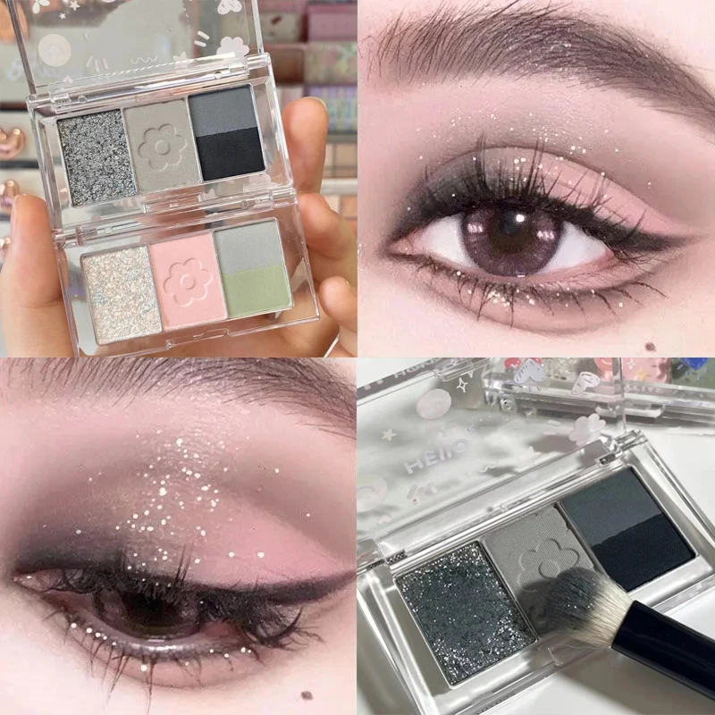 Matte Glitzer Lidschatten-Palette wasserdicht schimmernde Lidschatten Make-up-Palette matt cool getönte schwarze Augen Pigment palette