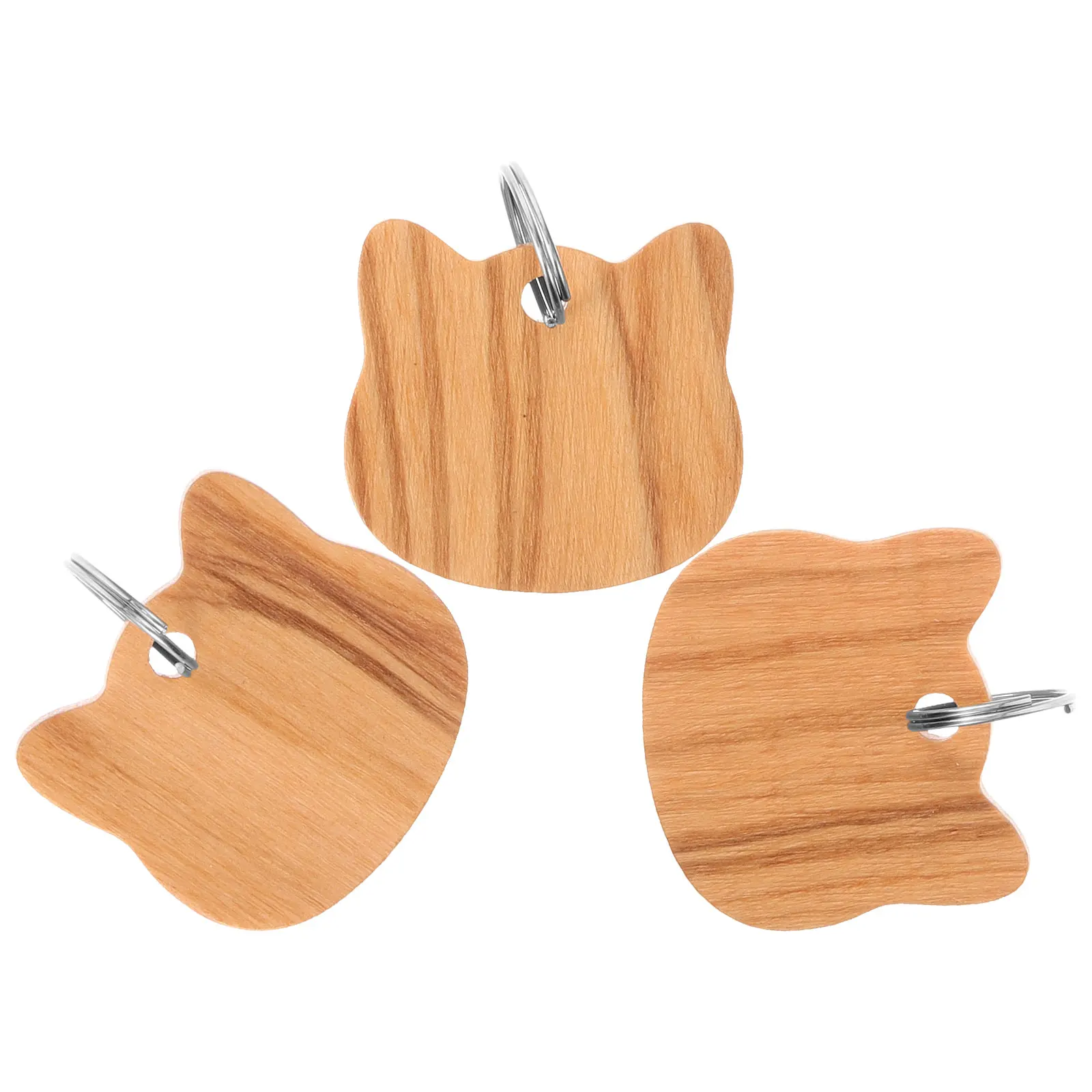 

3pcs Cat Head Shaped Wooden Pet Tags for Cats Dogs Engraved Blank Dog ID Tag Name Labels Diy Puppy Collar Accessories