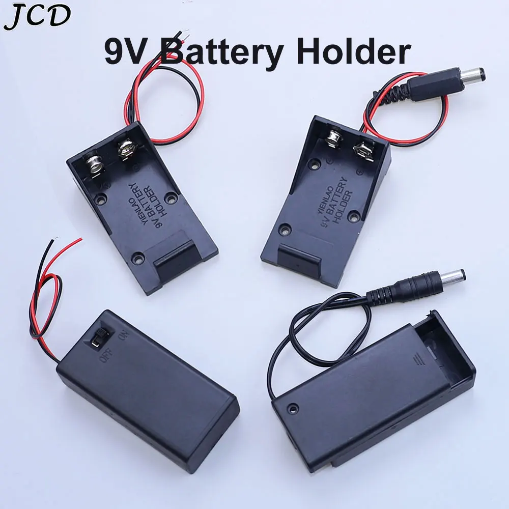 

JCD 9V Battery Holder 9V Battery Box With Cover And ON/OFF Switch With Wire Leads Cable And DC Plug 5.5*2.1 DIY Battery Case