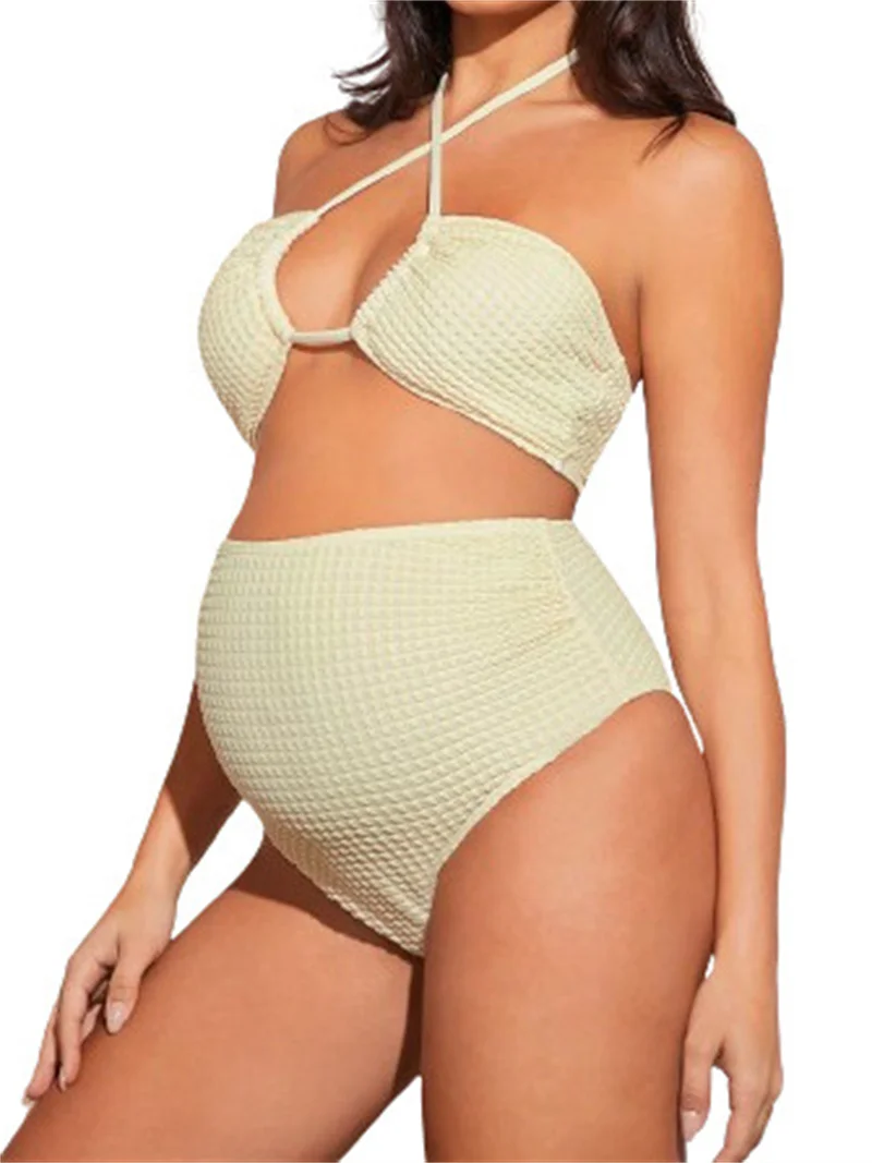 Maternity Swimwear Three Piece Set Pregnancy Beach Swimsuit Loose Cover Belly Pregnant Separate Bikini Summer Soild Swimsuit