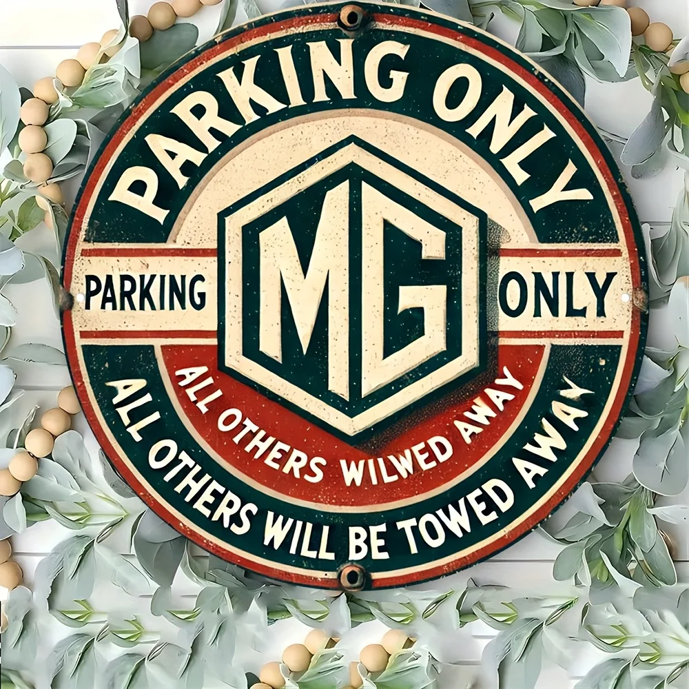 2D Flat - 1pc 2D Flat Metal Sign Featuring a Vintage for Mg Logo, Designed Specifically for Parking Only. Measuring 20.32X20.32